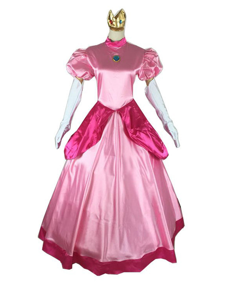 Princess Peach Costume Pink Cosplay Dress Outfit