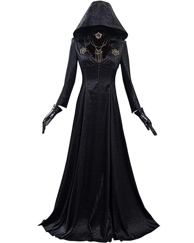 Lady Village Evil Costume Alcina Dimitrescu Black Vampire Cosplay Dress