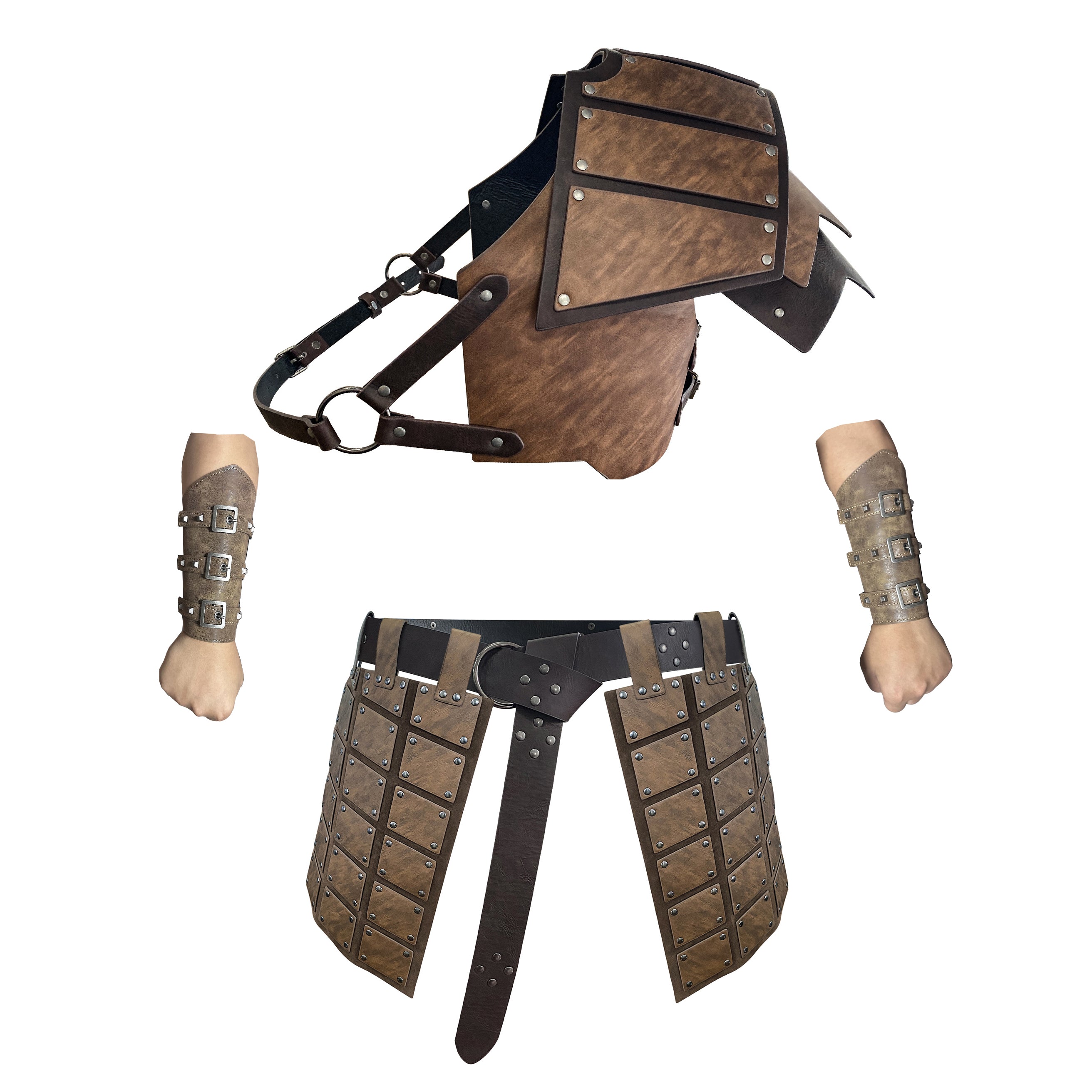 Medieval Single Pauldron Shoulder Armor with Thigh Armor and Arm Guards