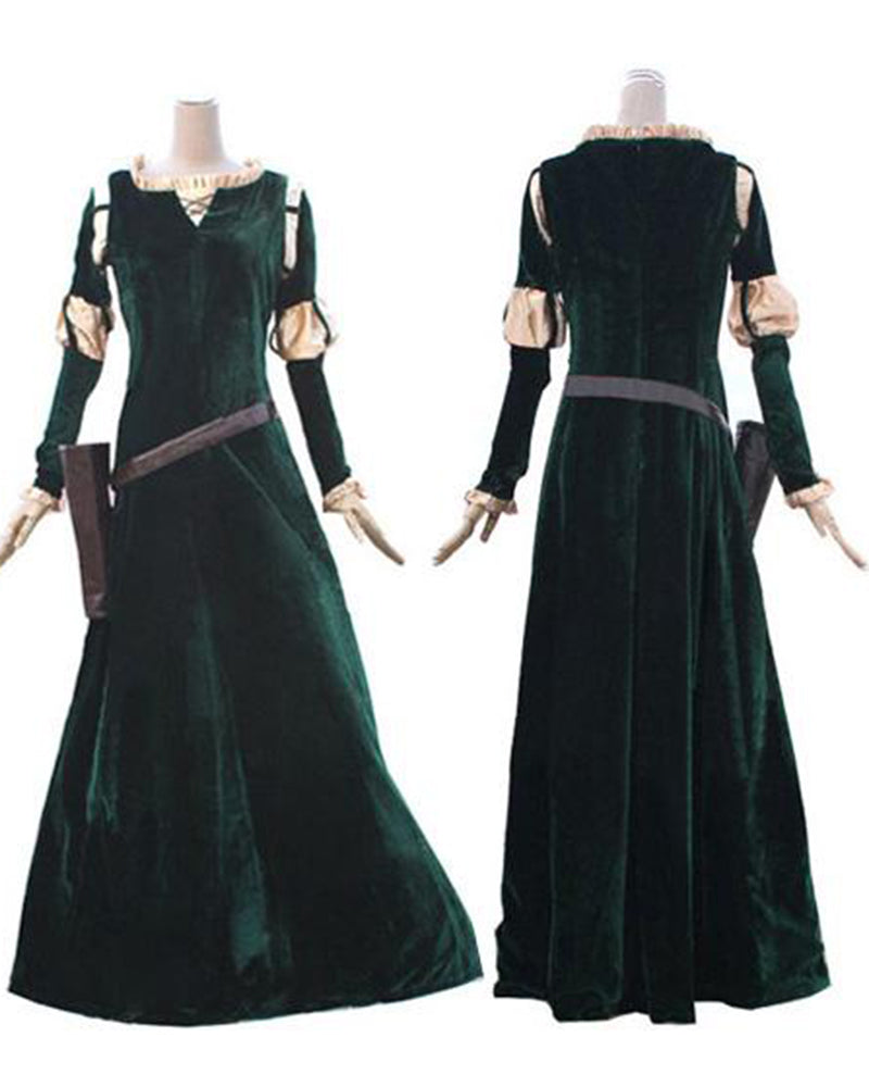 The Brave Princess Merida Cosplay Costume Velvet Dress For Adults