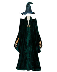 Magic Minerva McGonagall Cosplay Costume Green Cloak