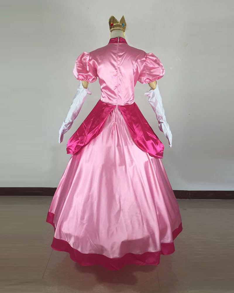 Princess Peach Costume Pink Cosplay Dress Outfit