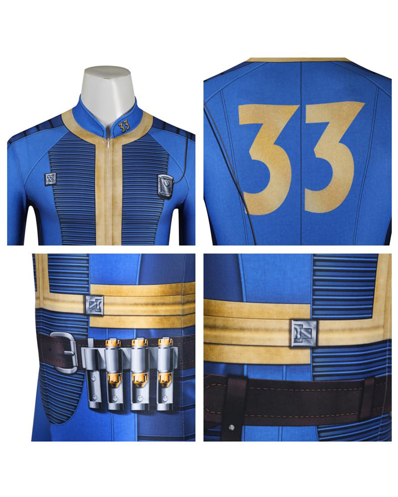 Fallout Vault 33 Jumpsuit Cosplay Costume Men Suit