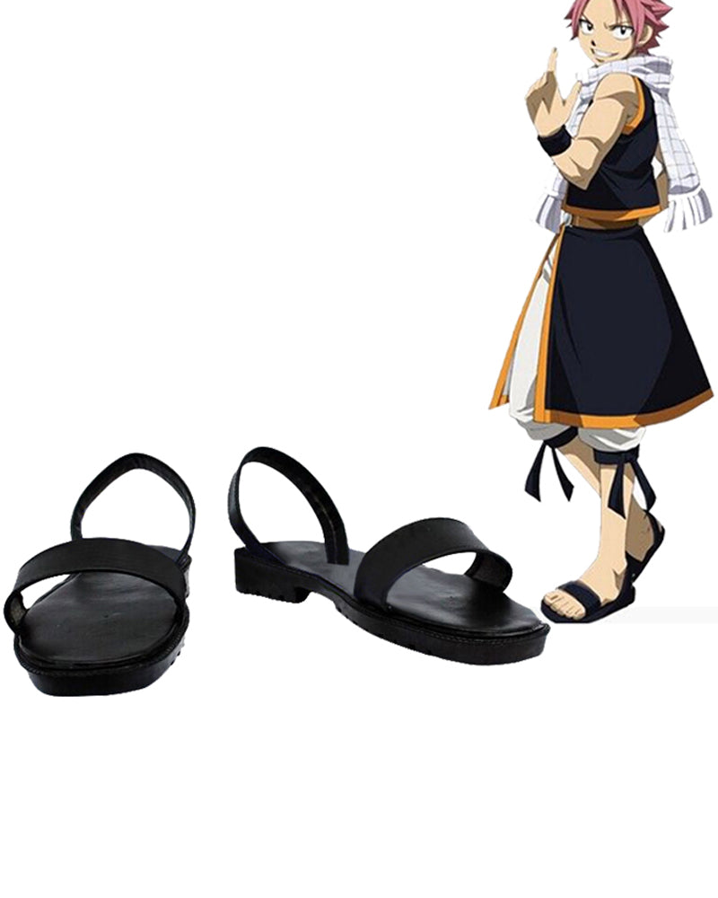 Fairy Tail Etherious Natsu Dragneel Cosplay Shoes Black Sandals Custom Made