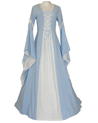 Womans Medieval Renaissance Costume Victorian Light Blue Dress