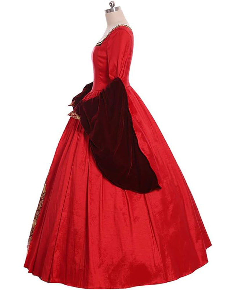 Tudor Period Cosplay Costume Anne Boleyn Red Court Dress